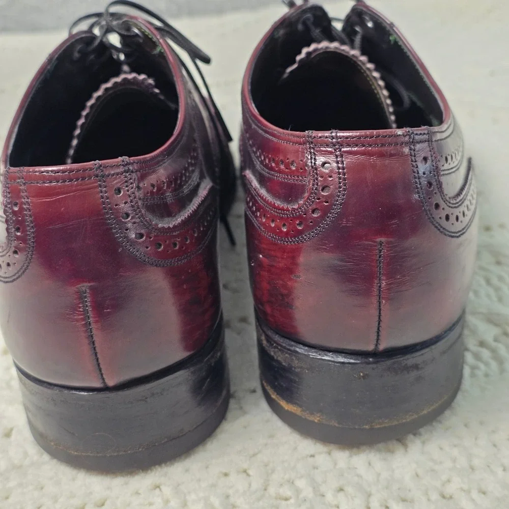 VTG Florsheim‎ Royal Imperial Burgundy Leather Wingtip Oxford Dress Shoes Mens 9